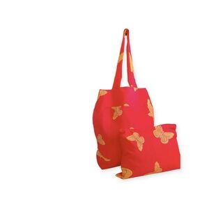 Vibrant Red Tote Bag with Butterfly Design